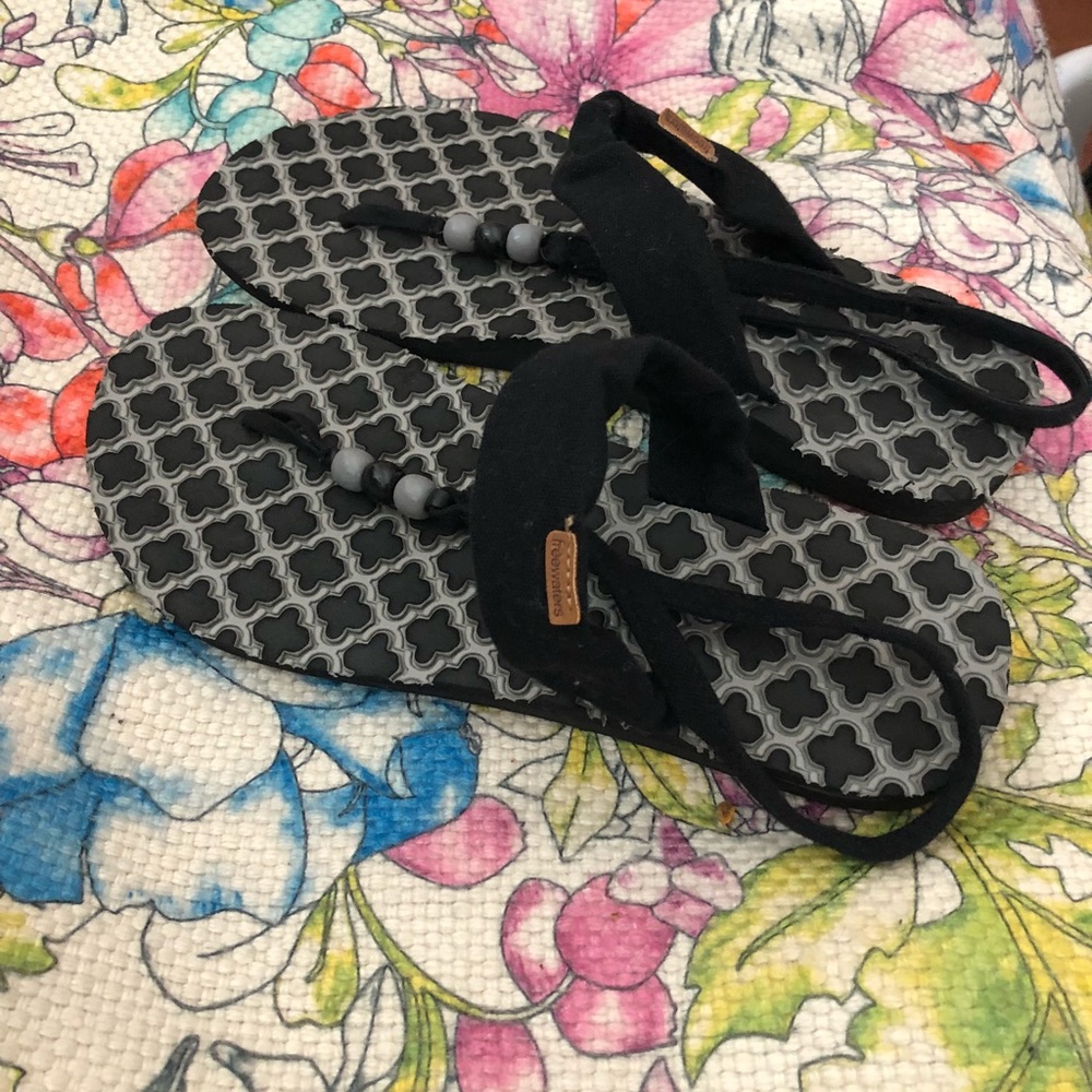 Black flip flop sandals